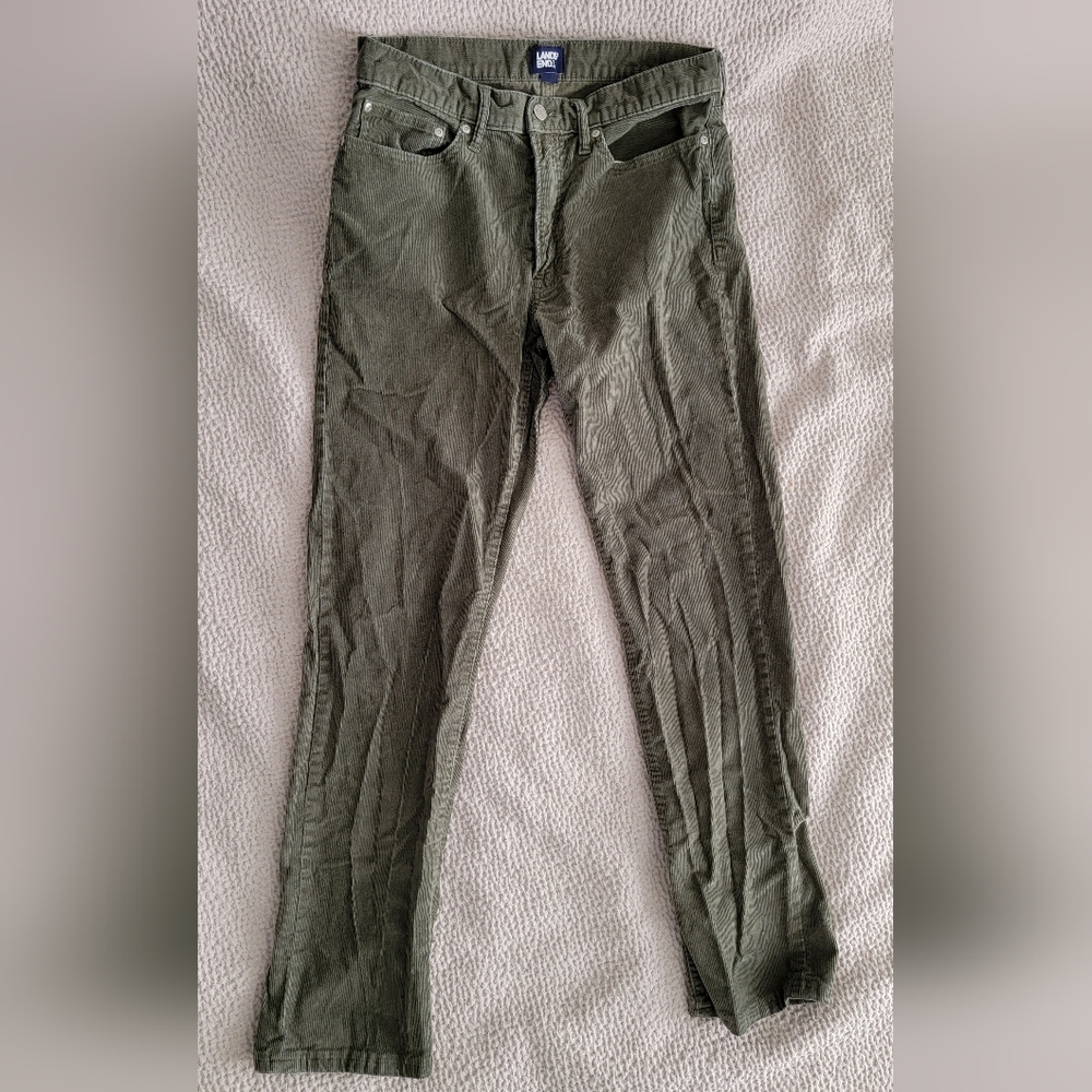 Lands End Men's Corduroy Green Straight Leg Pants Size 33